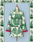 Nanjing Pagoda Toile Tunic in Emerald & Hot Pink