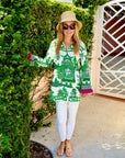 Nanjing Pagoda Toile Tunic in Emerald & Hot Pink