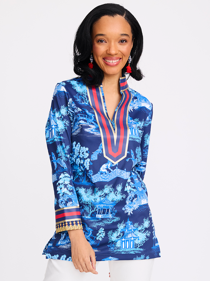 トップス TOILE DE JOUY ORGANDY SHIRRING TUNIC Pagoda Toile Tunic – Tassley
