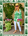 Nanjing Pagoda Toile Tunic in Emerald & Hot Pink