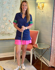 Greek Key Trim & Tassels Sport Tunic in Navy