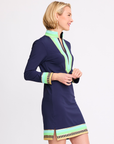 Tassley Navy Sport Tunic Dress with Mint & Lime