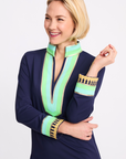 Tassley Navy Sport Tunic Dress with Mint & Lime