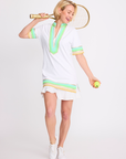 Tassley White Sport Tunic with Mint & Lime