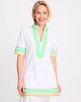 Tassley White Sport Tunic with Mint & Lime