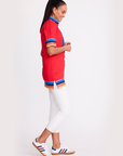 Tassley Red Sport Tunic with Royal & Navy