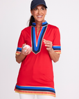 Tassley Red Sport Tunic with Royal & Navy