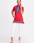 Tassley Red Sport Tunic with Royal & Navy