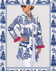 Nanjing Pagoda Topper in Blue & Greek Key Trim