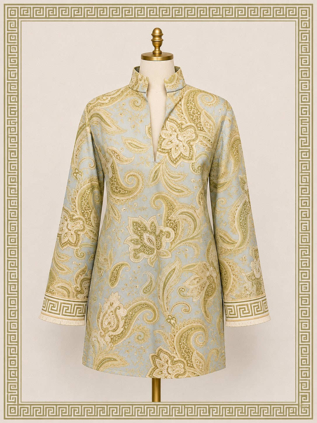 Peaceful Paisley Tunic in Sky