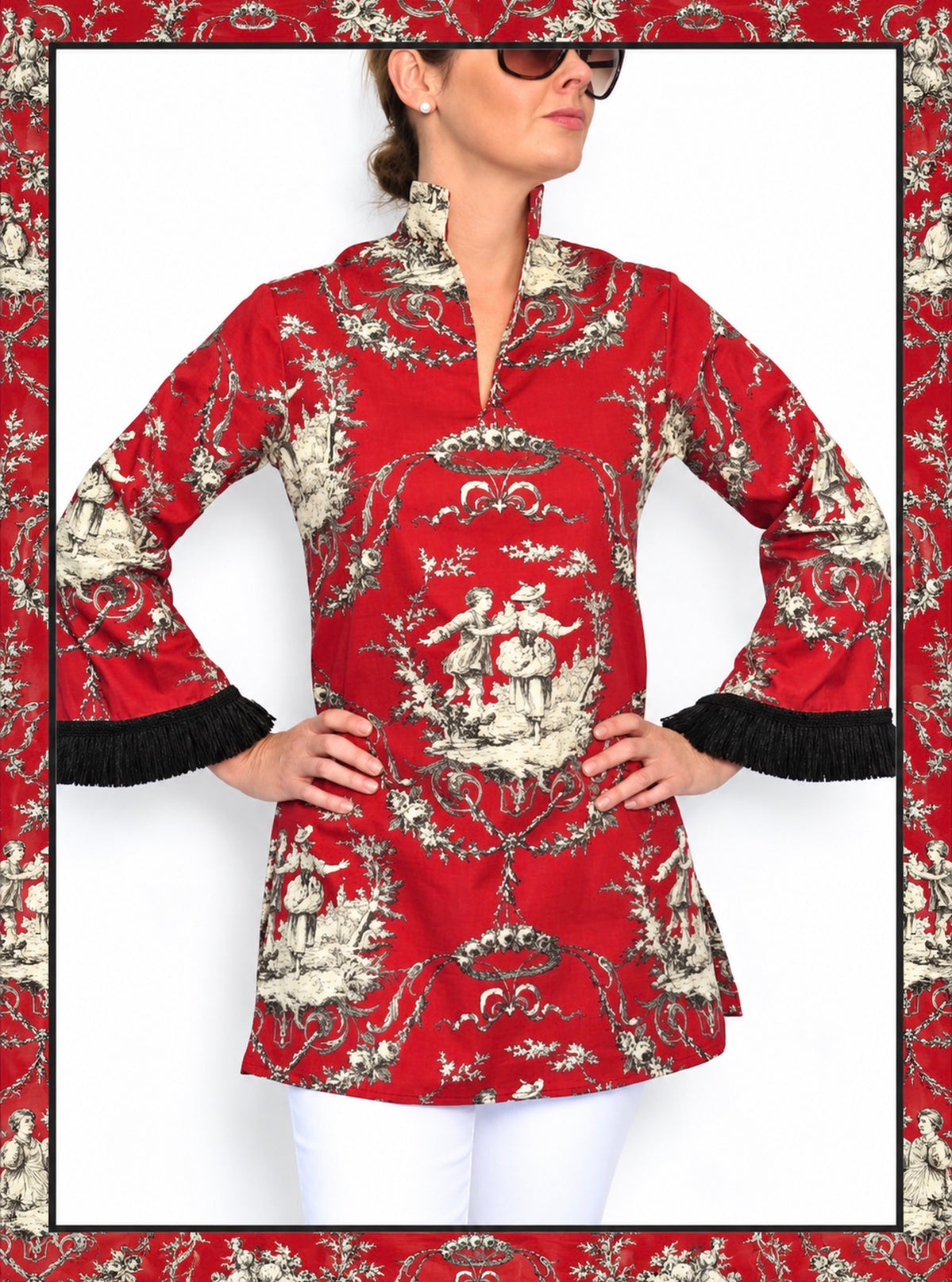 Imperial Rouge Chinoiserie Toile Tunic
