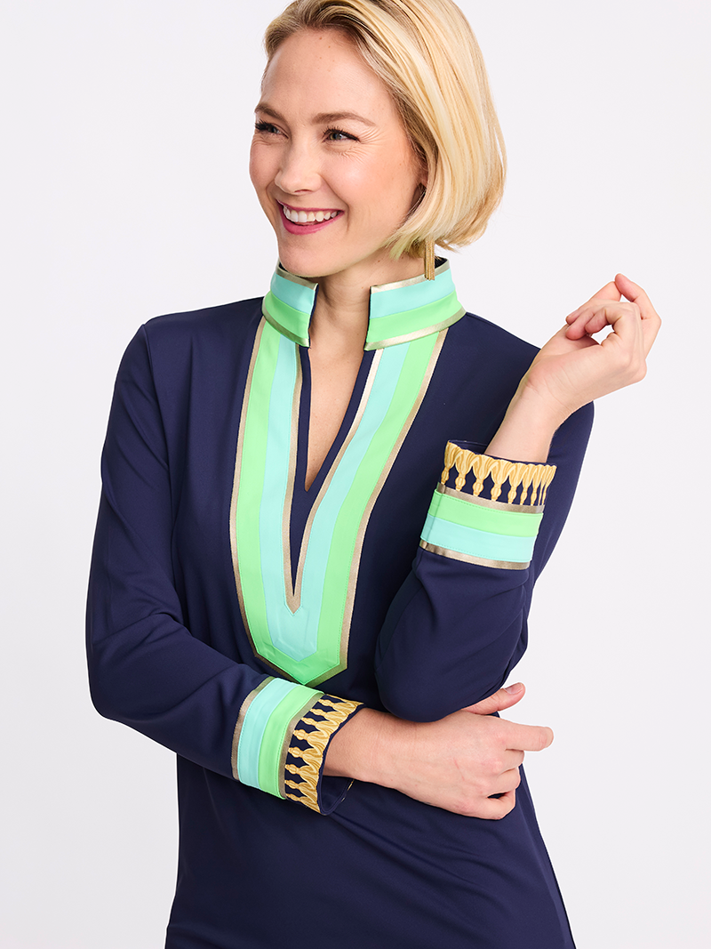 Tassley Navy Sport Tunic Dress with Mint & Lime Tassley Navy Sport Tunic Dress with Mint & Lime